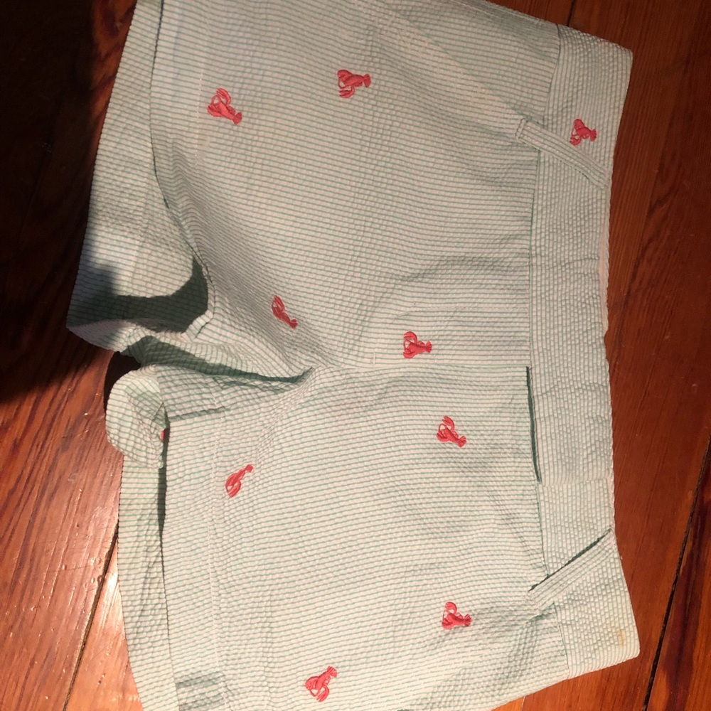 J crew embroidered seersucker shorts
